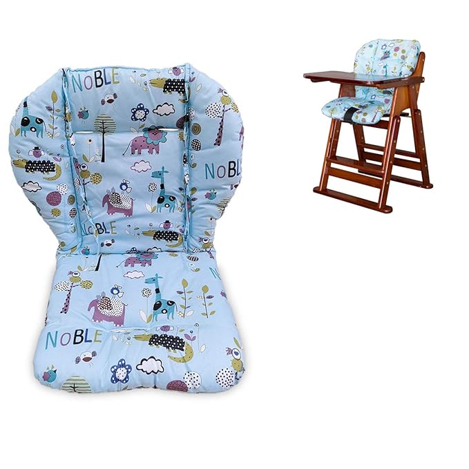twoworld High Chair Cushion, Large Thickening Baby High Chair Seat Cushion Liner Mat Pad Cover Breathable (Blue Animal)