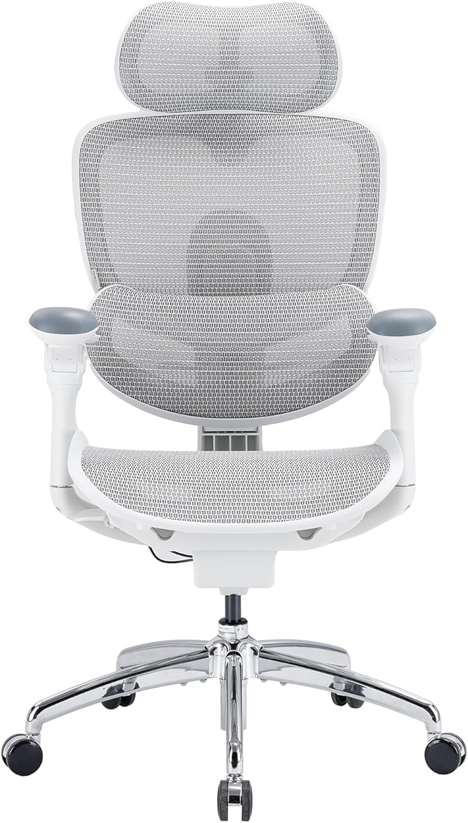 SIHOO Doro C300 Pro V2 Ergonomic Office Chair Without Footrest, Full-Body Adaptive Support, 8D Armrests & Breathable Mesh, Comfy High Back Computer Desk Chair for Long Hours, 135° Recline (White)