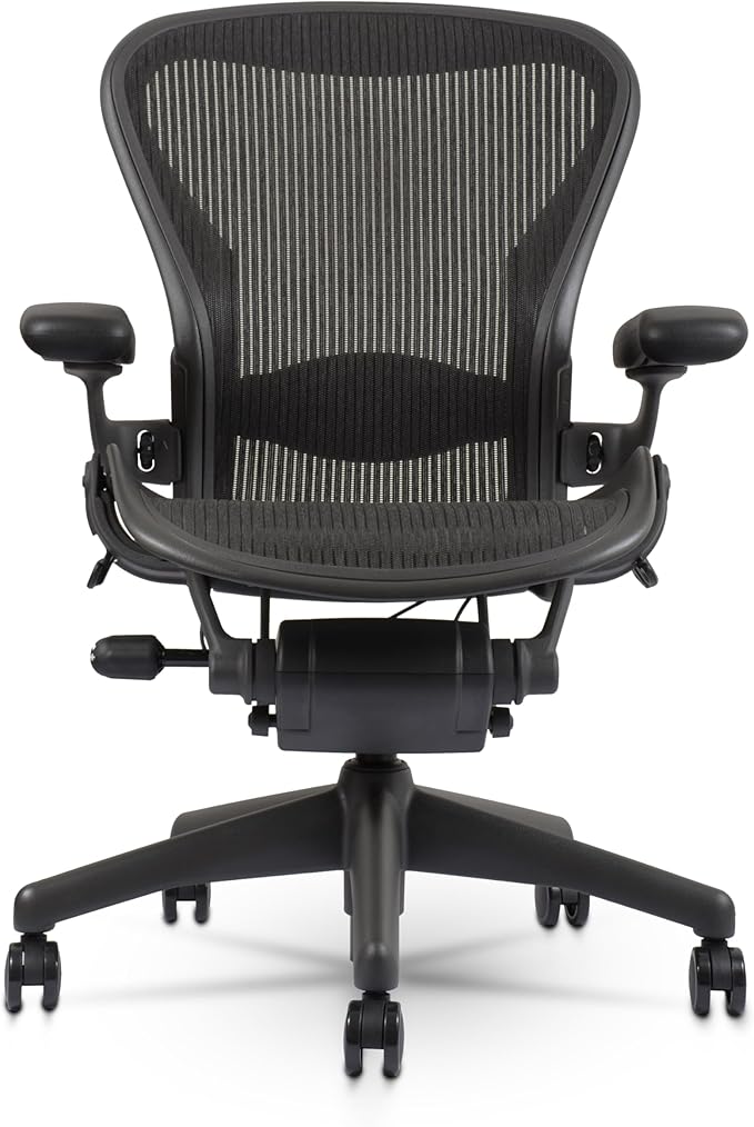 Certified Refurbished Aeron Chair Size B | Fully Adjustable Ergonomic Mesh Office Chair with Lumbar Support, Tilt Limiter, and Roller Index Arm Adjustments (NO HEADREST)
