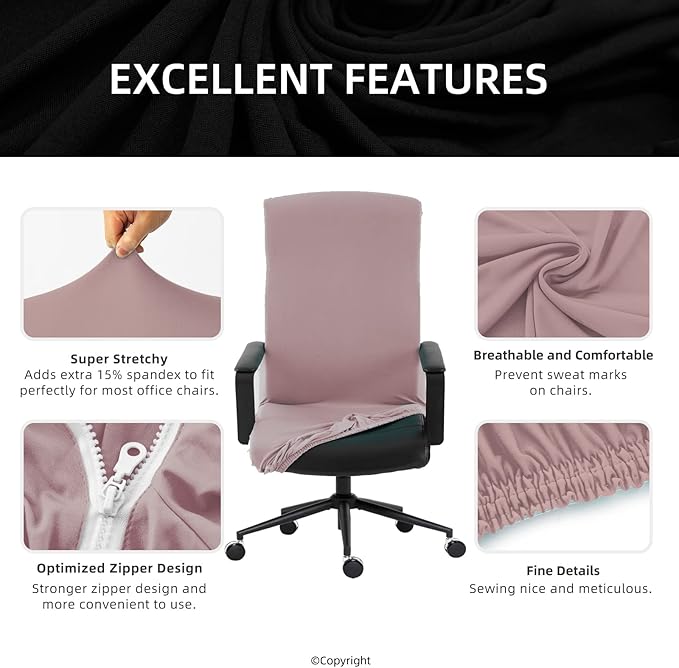 DIVA EN CAMINO DEC Universal Office Chair Cover with Durable Zipper, Soft Stretch Slipcover for High Back Chair