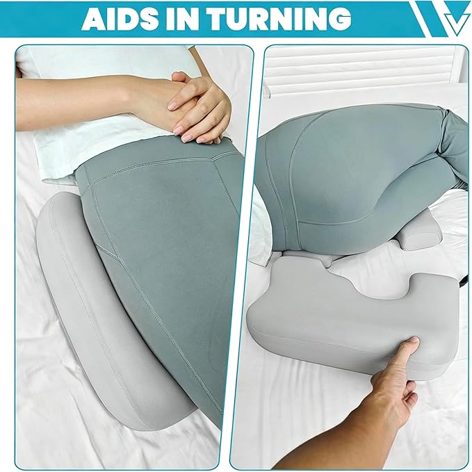 4.5" Donut Pillow for Tailbone Pain, 100% Memory Foam Bedsore Pressure Relief Pillow, Thick Anti Bedsore Cushion - T Shaped Opening Tailbone Pillow - Light Grey