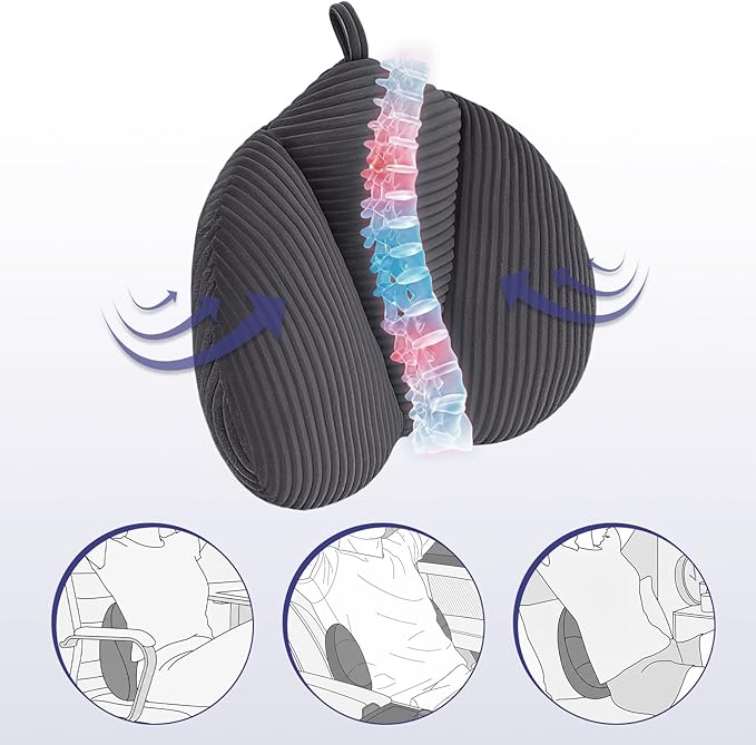 Lumbar Support Pillow for Couch, Back Support Pillow for Office Chair, Heart-Shape Back Cushion with Shredded Foam for Back Pain Relief & Reading, Lumbar Cushions for Recliner, Car, Grey