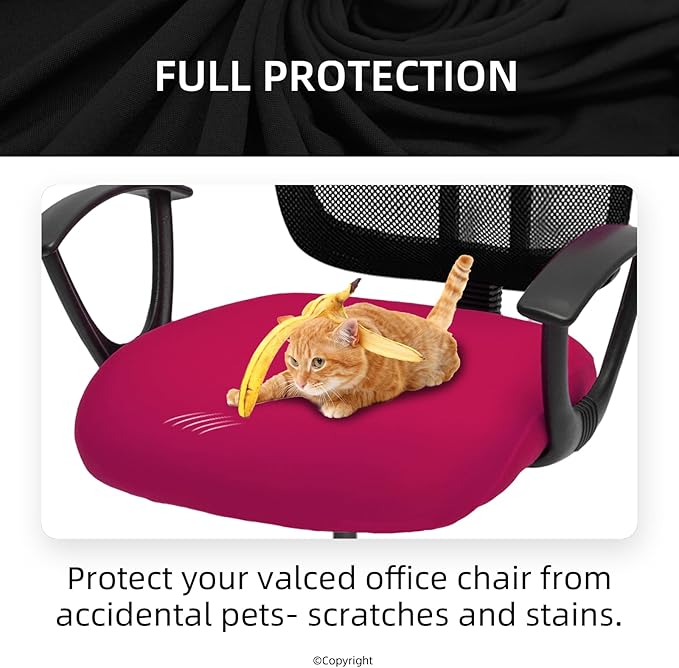 DIVA EN CAMINO DEC Universal Spandex Computer Chair Slipcover - Stretchable Desk Office Chair Seat Cushion Covers - Removable Washable Cushion Protectors for Dogs, Cats, Pets (Hot Pink)