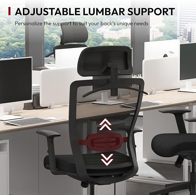 SANODESK OS3 Mesh Big and Tall Computer Chair Home Office Standing Desk Chairs Swivel Ergonomic High Back Office Chair with Adjustbale Lumbar Support Backrest Armrest Black