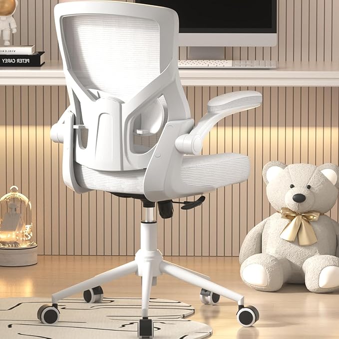 CYKOV Office Chair, High Back Desk Chair Adjustable Height and Ergonomic Design Home Office Computer Chair Executive Lumbar Support Padded Flip-up Armrest Swivel Task Chair (Black-White)