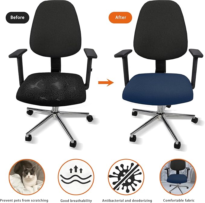 Universal Chair Covers Waterproof Stretchable Office Chair Cover Washable Computer Chair Slipcover for Desk Chairs Dining Chair Seat Cushion Protectors