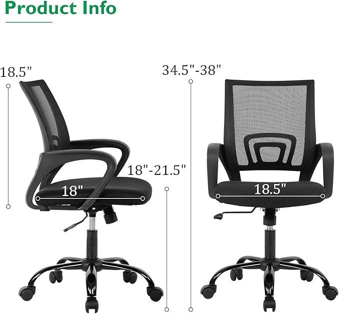 PayLessHere 32 Inch Home Office Desk and Chair Set,32 Inch Computer Desk with Ergonomic Height Adjustable Office Chair for Home Office,Black&Black
