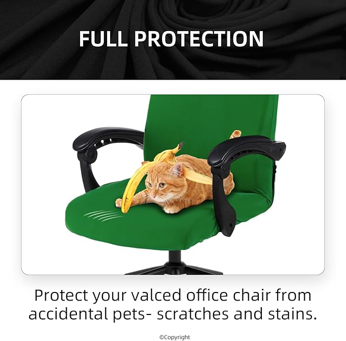 Elastic Computer Chair Cover with Durable Zipper - Protective Removable Washable Universal Office Desk Chair Seat Slip Cover - Stretchy Soft Anti-dust Desk Chair Seat Protector for Dogs, Cats, Pets