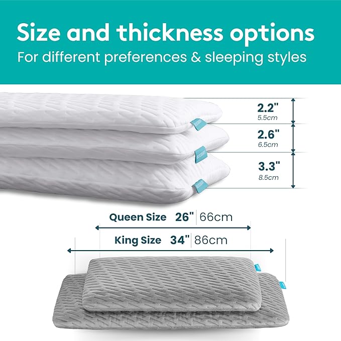 BLISSBURY 2.2 Inch Super Thin Pillow for Sleeping | Cool-to-Touch Premium Memory Foam Flat Pillow for Stomach Sleeper | for Back & Stomach Sleeper | Certified Foam for Neck and Back Support |