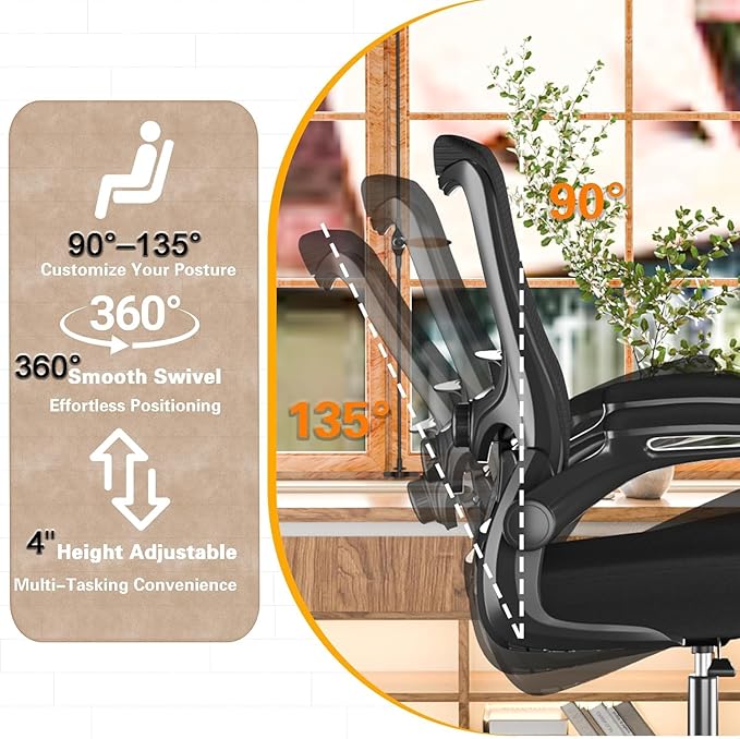 Ergonomic Office Chair - High Back Desk Chair with Adjustable Lumbar Support, Breathable Mesh Back, 330LBS Capacity, Easy Assembly, for Home Office Executive Computer Task