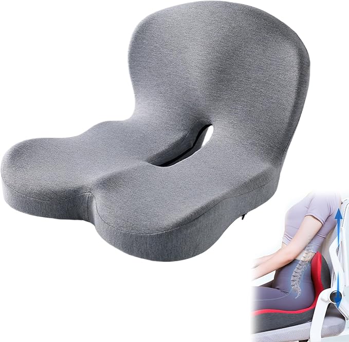 Orthopedic Cushion, Seat Cushion - Car Cushion with L Shaped Ergonomic Design, Memory Foam Seat Cushion for Office Chair, Car and Gaming Seat