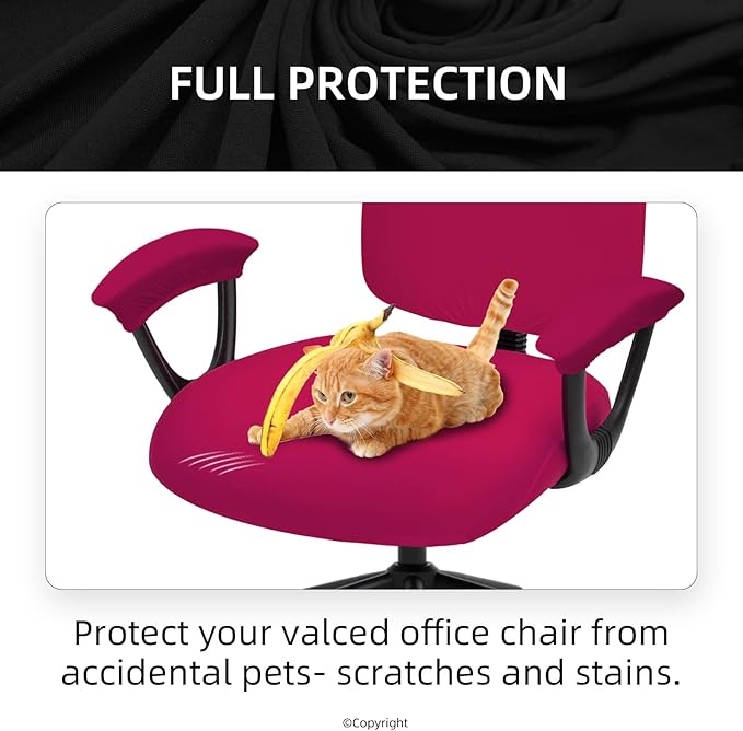 Super Stretchable Separate Office Chair Seat Covers - Universal Spandex Computer Chair Slipcover - Rotating Backrest Coverings & Cushion Protectors & Armrest Covers for Dogs, Cats, Pets