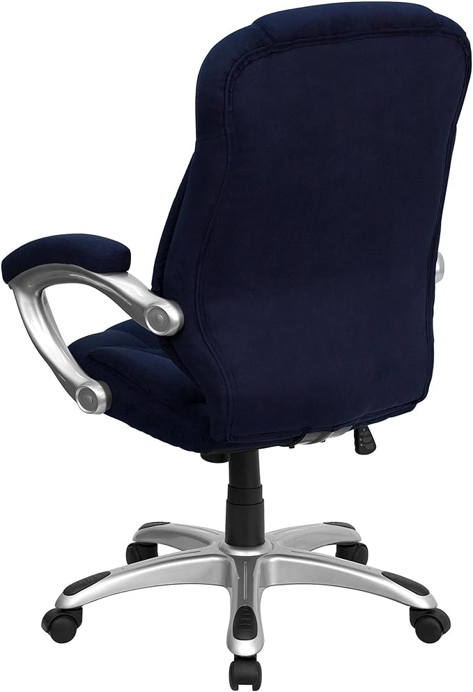 Flash Furniture Jessie High Back Navy Blue Microfiber Contemporary Executive Swivel Ergonomic Office Chair with Arms