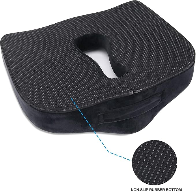 Premium Memory Foam Seat Cushion, for Sciatica Tailbone Back Pain Relief, Posture Correction. Orthopedic Sitting Pillows for Office Chair, Car, Truck, Wheelchair with Non-Slip Bottom (2Pk)