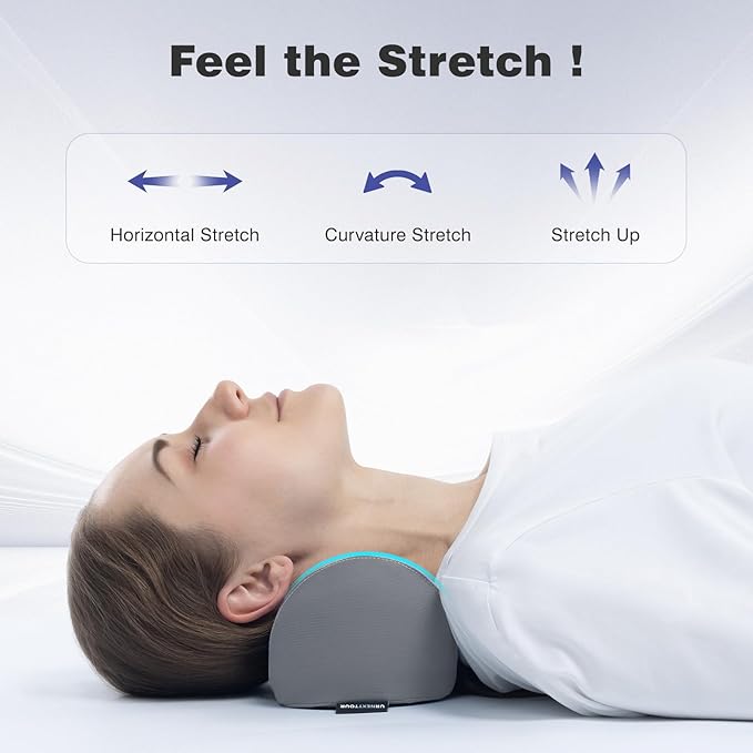 urnexttour Neck Cervical Pillow Cervical Traction Device Lumbar Support Memory Foam Roll Pillow Muscle Relief Shoulder Pain Relaxer Grey