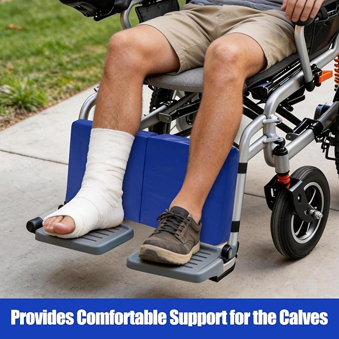 JZHLLA Wheelchair Leg Rest Pad High-Density Foam Leg Support with Adjustable Straps and PU Cover Lower Leg Stabilizer to Relieve Legs Pressure for Elderly Disabled Patients