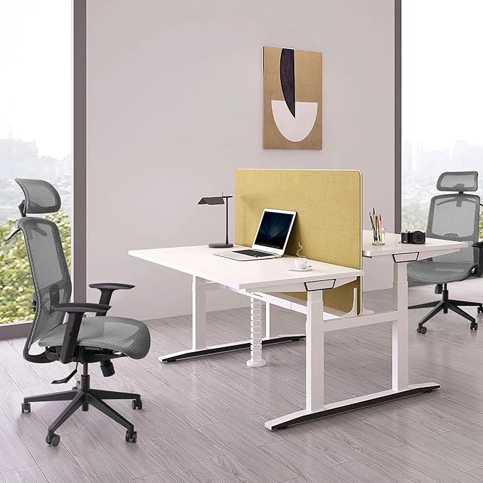 Furmax Ergonomic Office Chair Executive Chair with Mesh Seat High Back Computer Desk Chair with Adjustable Headrest Lumbar Support Armrest Rolling Task Chair with Clothes Hanger (Gray)