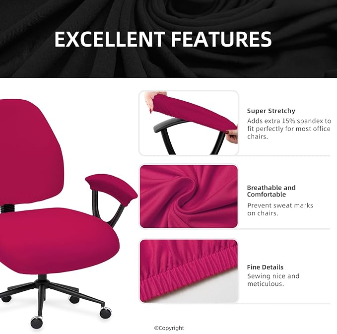 Super Stretchable Separate Office Chair Seat Covers - Universal Spandex Computer Chair Slipcover - Rotating Backrest Coverings & Cushion Protectors & Armrest Covers for Dogs, Cats, Pets