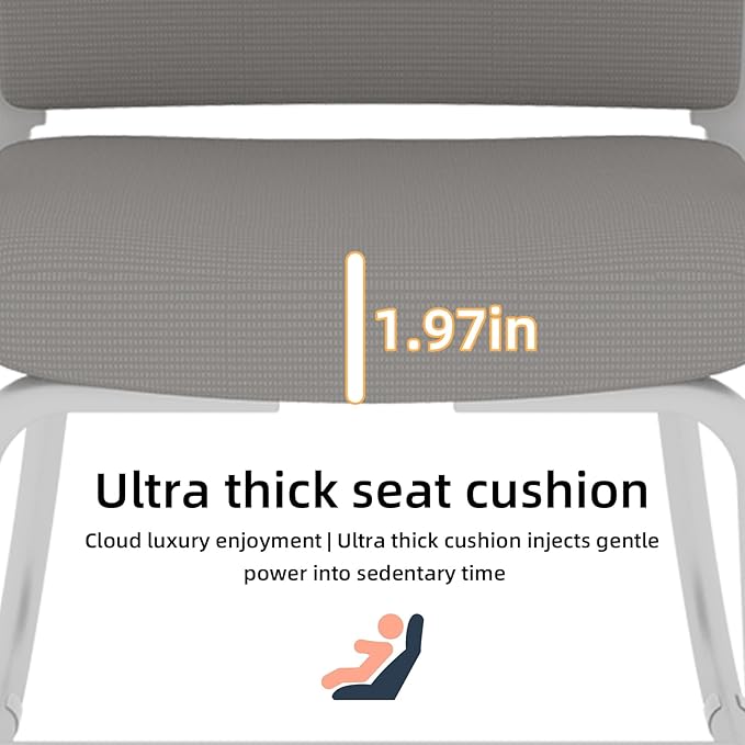 Minimalist Modern Office Chair with Metal Frame – Breathable Mesh Backrest, Ergonomic Support, Comfortable Seat Cushion for Home & Office Use (White+Gray)