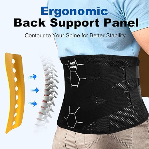 Back Brace - Heavy Duty Support with Spine-Shaped Metal Curved Panel & Lumbar Pad, Breathable Lumbar Support Belt for Lower Back Pain Relief, Herniated Disc, Sciatica, Arthritis, Men & Women(L/XL)