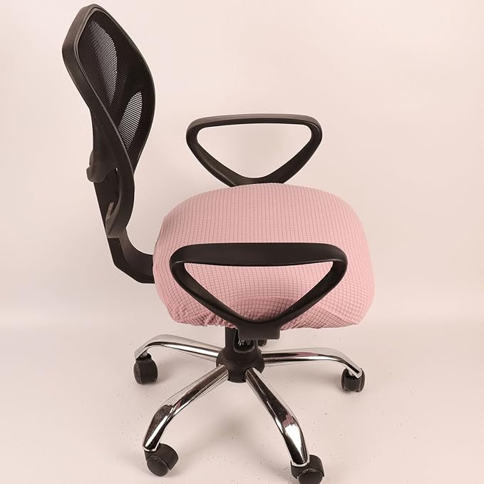Melaluxe Stretch Jacquard Office Chair Cover, Removable Washable Desk Chair Cover Rotating Chair Seat Slipcover, Pink