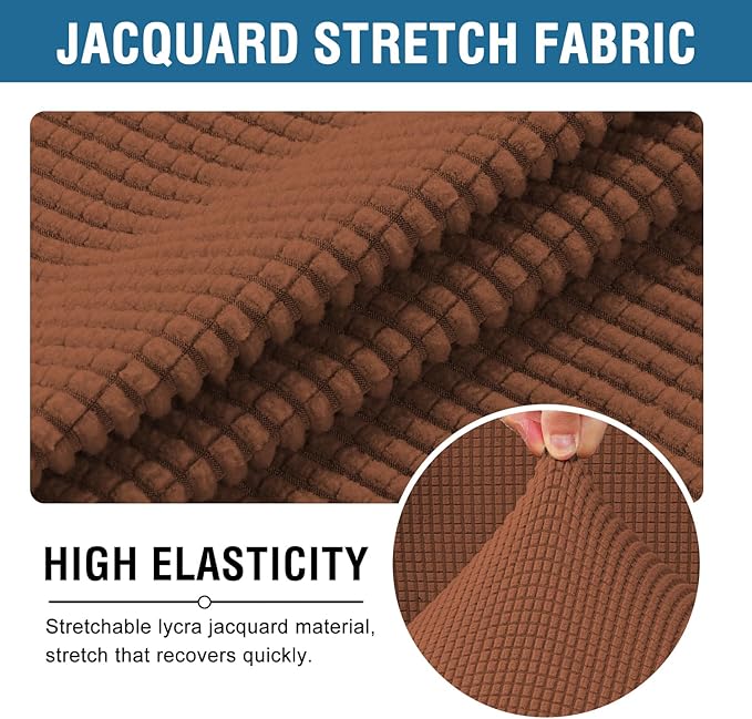 H.VERSAILTEX Home Office Chair Covers,Stretchable High Back Universal Executive Boss Gaming Chair Covers - Non Slip Thick Jacquard, Caramel - Large