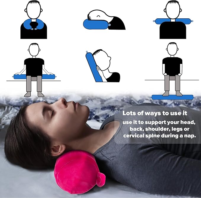 Twist Memory Foam Travel Pillow for Neck, Chin, Lumbar and Leg Support-for Travling on Airplane, Train, Bus or at Home-Adjustable, Bendable Roll Pillow with Washable Soft Cover