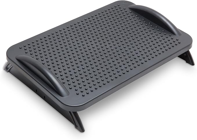 IO CREST Under Desk Ergonomic Foot Rest with 3 Angle Position - 30 Degree Tilt Angle Adjustment Non-Skid Massage Surface Texture, Black