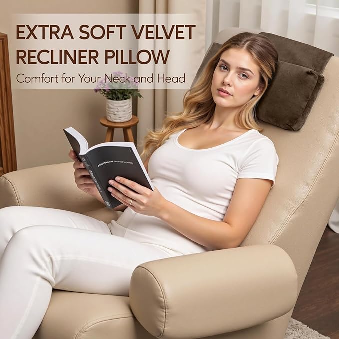 Neck Pillow for Recliner Chair, 14" Adjustable Recliner Pillow for Headrest, Soft Velvet Non-Slip Head Pillow for Recliner, Couch, Chair, Sofa