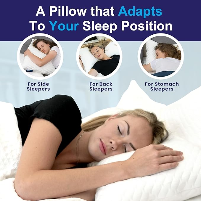 Sidney Sleep Adjustable Curved Pillows for Neck and Shoulder Support with Extra Shredded Fill - Cervical Contour Pillow for Side and Back Sleepers. Queen Size 19" x 29" CertiPUR-US Certified (Magenta)
