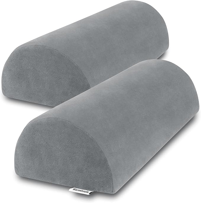 Half Moon Pillow, Memory Foam Leg Pillows for Sleeping Boster Pillow for Legs Knee Lumbar Support, Semi Roll Pillow for Ankle Rest and Foot Comfort, 2 Pack