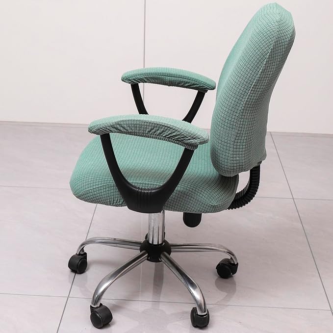 Melaluxe Office Chair Cover with Armrest Covers， Universal Stretch Desk Chair Cover, Computer Chair Slipcovers - Matcha Green