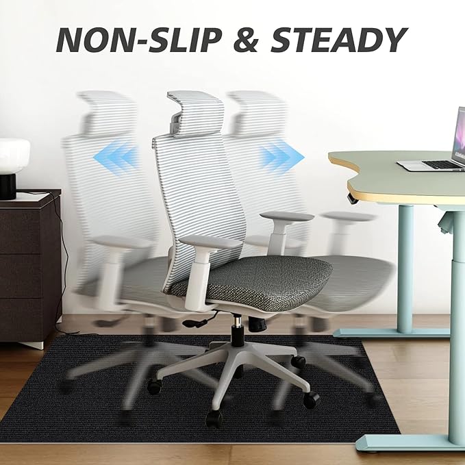 Sycoodeal Office Chair Mat for Hardwood Floor,Office Computer Gaming Chair Mat for Tile Floor,Large Floor Protector Rug,Anti-Slip,Easy to Clean,Black(40"x48")
