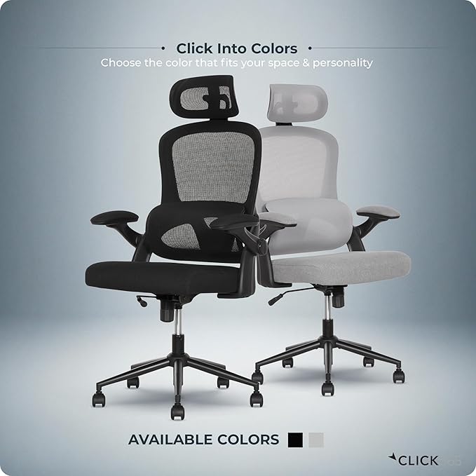 AeroCore M320 Ergonomic Office Chair, High Back Breathable Mesh Computer Chair with Lumbar Support, Adjustable Headrest & Tilt, Flip-Up Arms, 360° Swivel Home Office Desk Chair, Black