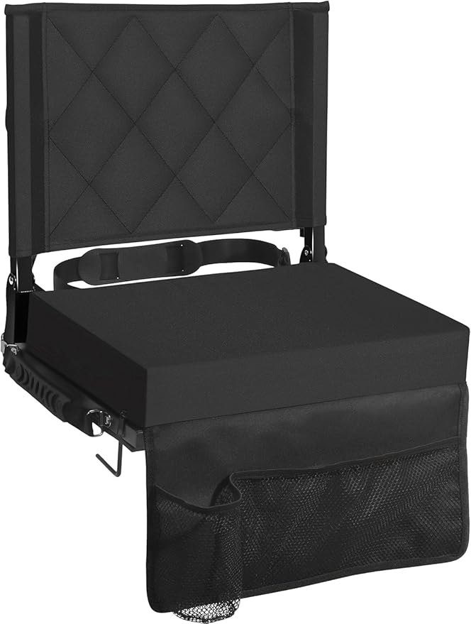 Sheenive Stadium Seats for Bleachers with Back Support, Bleacher Seats with Backs and Cushion Wide, Padded Portable Folding Comfort Stadium Chair with Shoulder Strap for Football Baseball Games