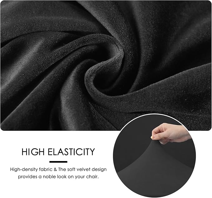 FORCHEER Office Chair Armrest Covers 12-15 Inch Velvet Elastic Black Arm Rest Covers for Desk Computer Chairs Washable