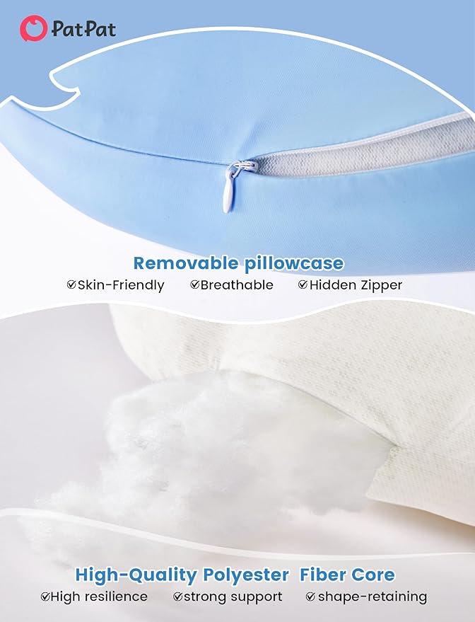 PATPAT Pregnancy Pillow for Sleeping, Maternity Pillow with Removable Cooling Cover, Support for Back, Belly and Hips, Portable Travel Wedge Pillow for Pregnant Women with Adjustable Small Pillow