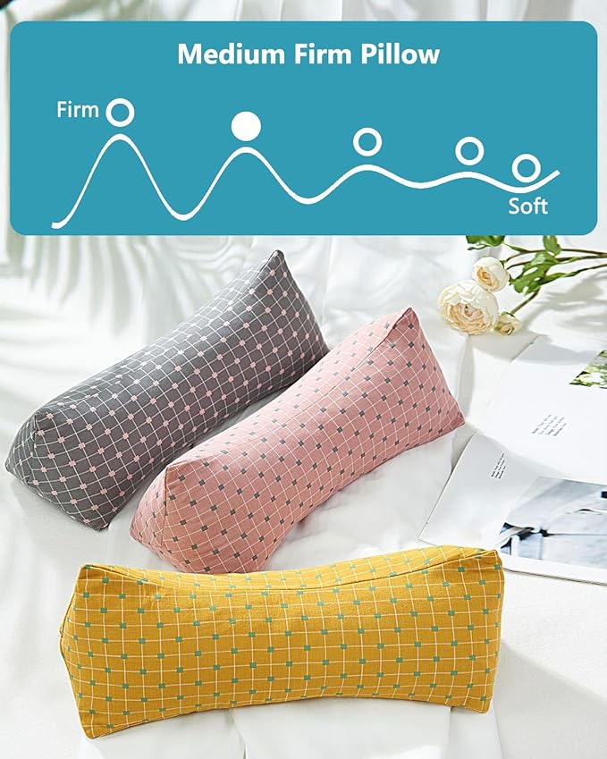 Cervical Buckwheat Roll Pillow for Sleeping,15.7"x5.9" Buckwheat Hulls Pillows Filling, Triangle Pillow for Neck Support Yoga Bolster, Adjustable Fill for Neck Pain Relief,Gray