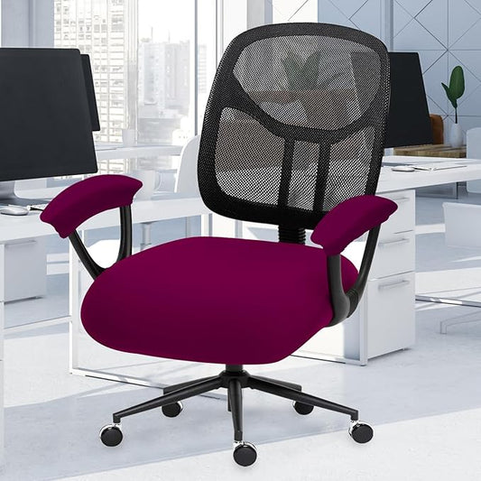 Stretchable Desk Office Chair Seat Cushion Covers & Armrest Covers - Universal Spandex Computer Chair Slipcover - Removable Washable Cushion Protectors Anti-scratch for Dogs, Cats, Pets