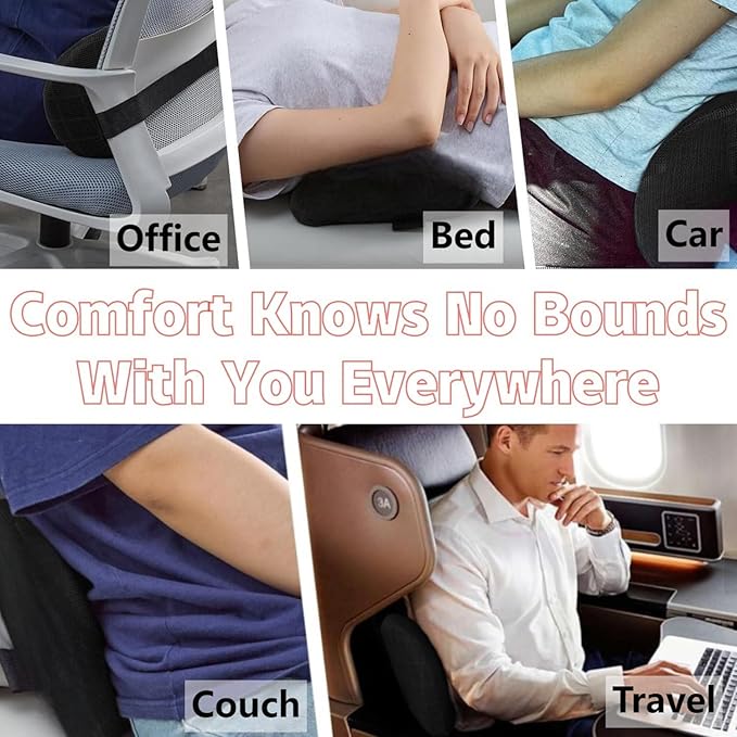 AgoKud Lumbar Pillow,Lumbar Support Pillow for Car and Office Chair,Memory Foam Back Support Pillow for Lower Back Pain Relief,Adjustable Back Pillow for Bed,Rest,Sleeping,Travel