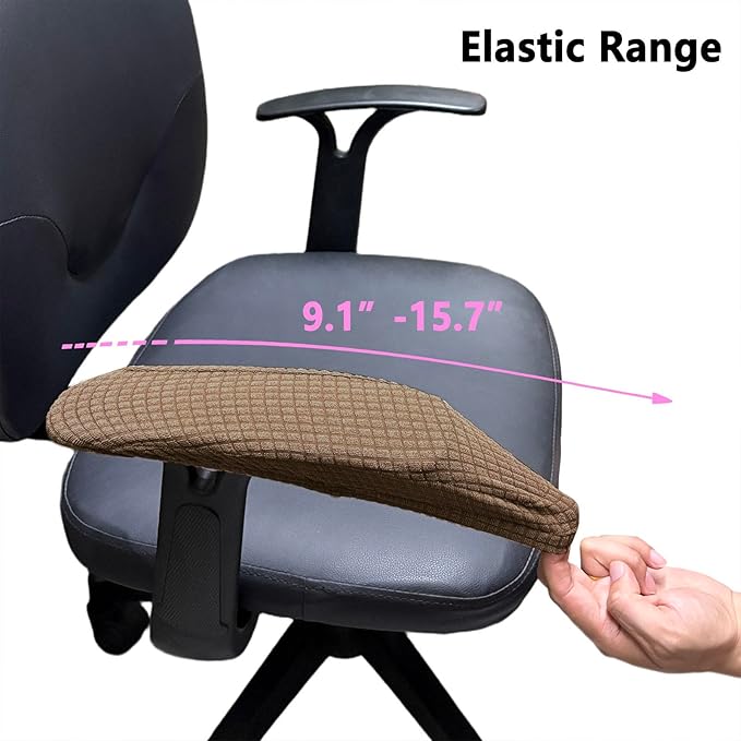Melaluxe Stretch Office Chair Armrest Covers, Arm Rest Slipcovers (Light Coffee)