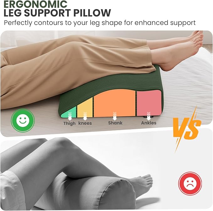 idee-home Recliner Leg Rest Cushion, Recliner Footrest Extender Pillow with Removable Corduroy Cover, Multi Purpose Ergonomic Foot Pillow Back & Lumbar Support Cushion for Bed Sofa Couch, Green