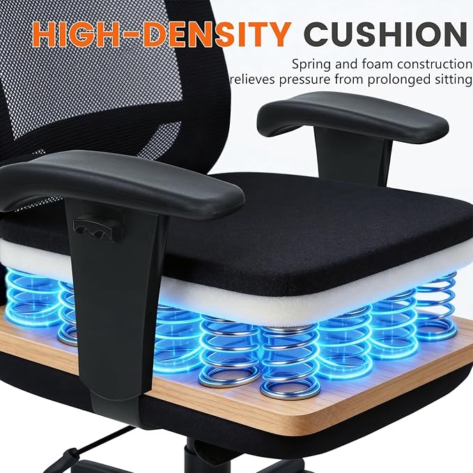 Big and Tall Office Chair 400lbs Wide Seat Desk Chair Computer Chair with Lumbar Support Adjustable Arms Task Rolling Swivel Mesh Executive High Back Ergonomic Chair for Adults Women,Black