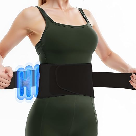 Slim Fit Lower Back Brace – Ultra-Thin Ergonomic H-Shaped Resin Support, Seamless Design for Strong & Comfortable Lumbar Support, Lightweight & Discreet Back Brace (Black, Large)