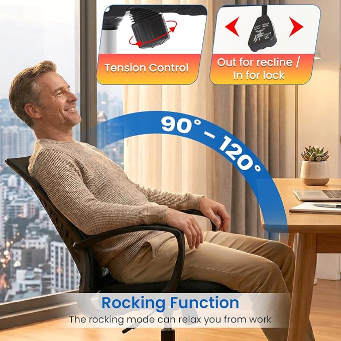 PayLessHere Office Computer Gaming Chair Ergonomic Mesh Desk Chair Adjustable Video Game Chairs with 360 Degrees Swivel Wheels Armrest Lumbar Support for Home Office, Dark Black