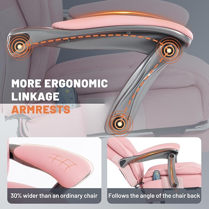 Massage Office Chair with Heat & Foot Rest, 6 Points Vibration, Ergonomic Executive Reclining Desk Chair, PU Leather Padded Seat for Home Office Comfort