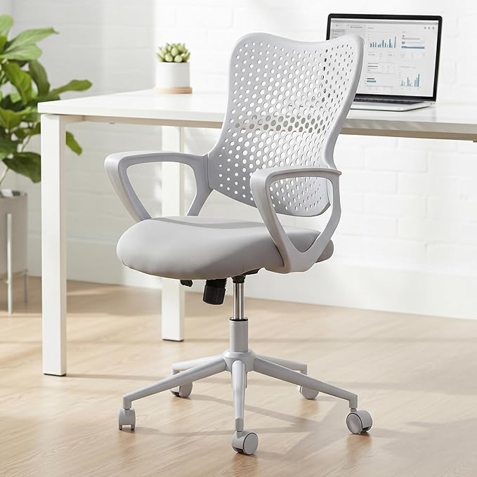 Ergonomic Office Chair, Breathable Mesh Computer Desk Chair with Armrests, Rolling Swivel Task Chair, Butterfly Back Design for Home Office, Adults and Teens (Gray)