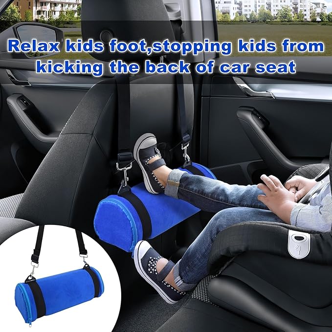 Car Seat Footrest for Children, Strap-On Car Seat Leg Support Pad, Footrest for Children Ideal for Long Road Trips, Car Seat Footrest for Children—（Blue）