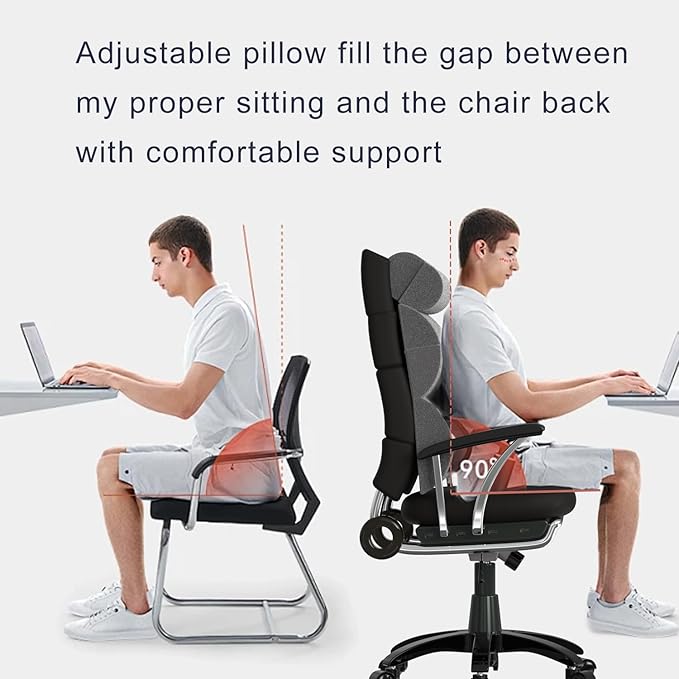 High Back Pillow with Neck Support for Office Chair,Lumbar Support Pillow for Tall Back Chair,Computer/Desk Chair,Patented 2+2 Semi-circular Soft Back Cushion for Back Pain Relief for Resting,Working