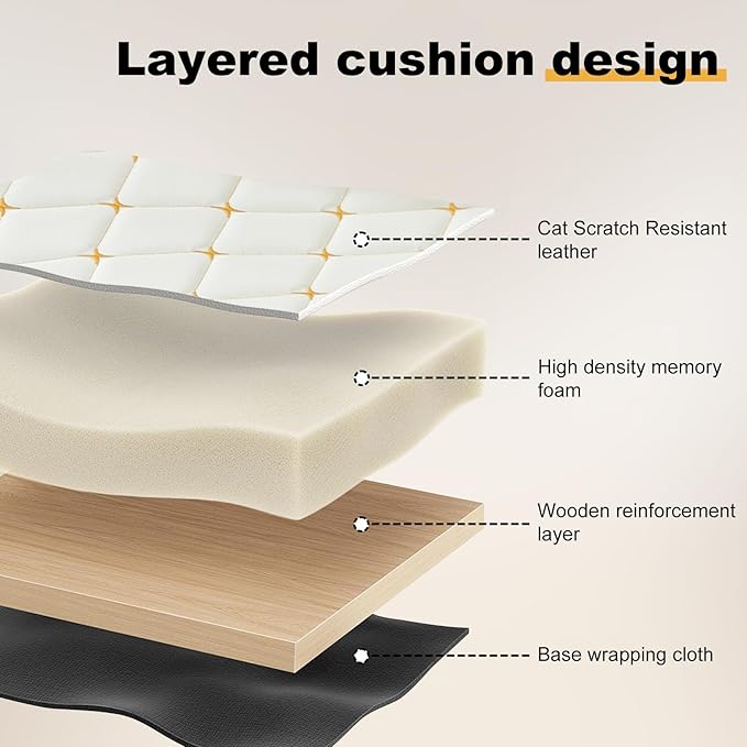 Furniliving White and Gold Office Chair, Leather Office Chairs, Adjustable Vanity Chair with Golden Legs and Padded Armrest, Modern Upholstered Computer Chair with Wheels,White